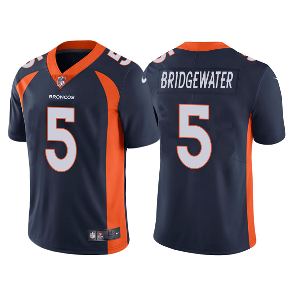 Men's Nike Denver Broncos #5 Teddy Bridgewater Navy NFL Vapor Limited Jersey