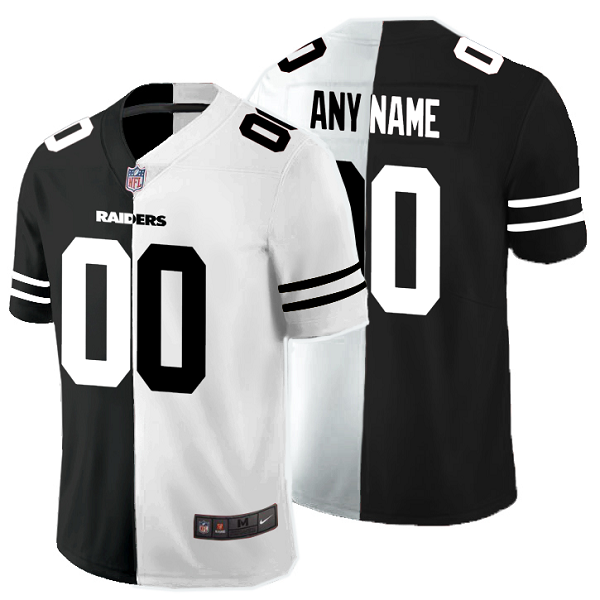 Men's NFL Las Vegas Raiders Custom Black White Peaceful Coexisting Split 2020 Vapor Untouchable Stitched Limited Jersey