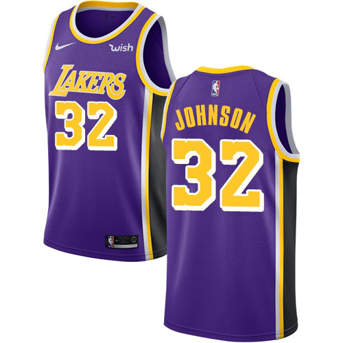 Men's Nike Los Angeles Lakers #32 Magic Johnson Purple Nike Statet Edition NBA Jersey