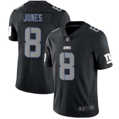 New York Giants #8 Daniel Jones Black Men's Stitched NFL Limited Rush Impact Jersey