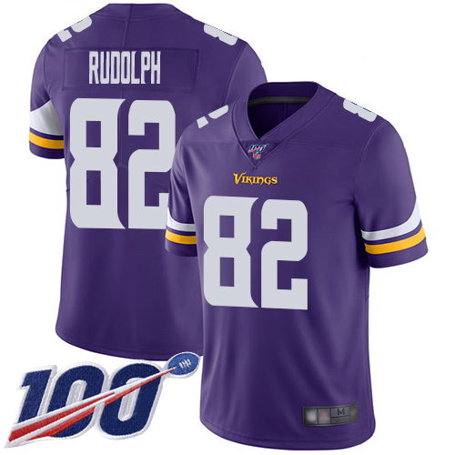 Men's Minnesota Vikings #82 Kyle Rudolph Purple Team Color Stitched NFL 100th Season Vapor Limited Jersey