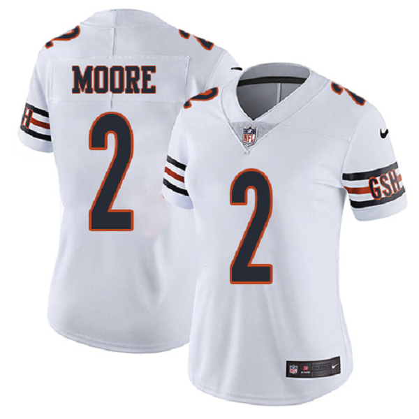 Women's Nike Chicago Bears #2 D.J. MOORE White Vapor Limited NFL Jersey