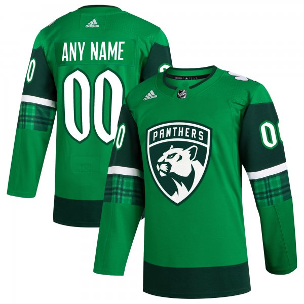 Men's Florida Panthers  adidas Kelly Green St. Patrick's Day Custom Jersey