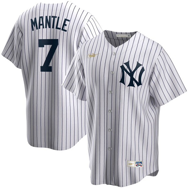 Men's NIKE New York Yankees #7 Mickey Mantle Home Cooperstown Collection Player White MLB Jersey