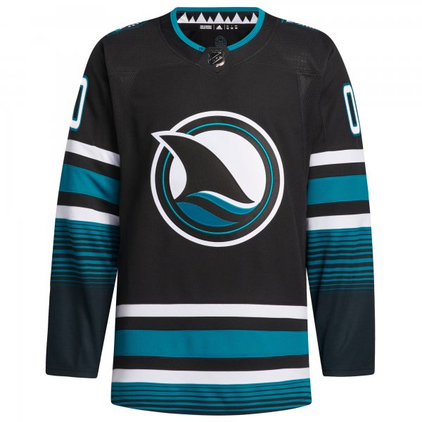 Men's San Jose Sharks adidas Black Alternate Primegreen Custom Jersey