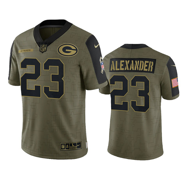 Green Bay Packers Jaire Alexander Olive 2021 Salute To Service Men's Limited NFL Jersey