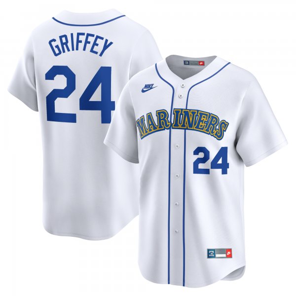 Men's Seattle Mariners Ken Griffey Jr. Nike White Throwback Cooperstown Limited Jersey