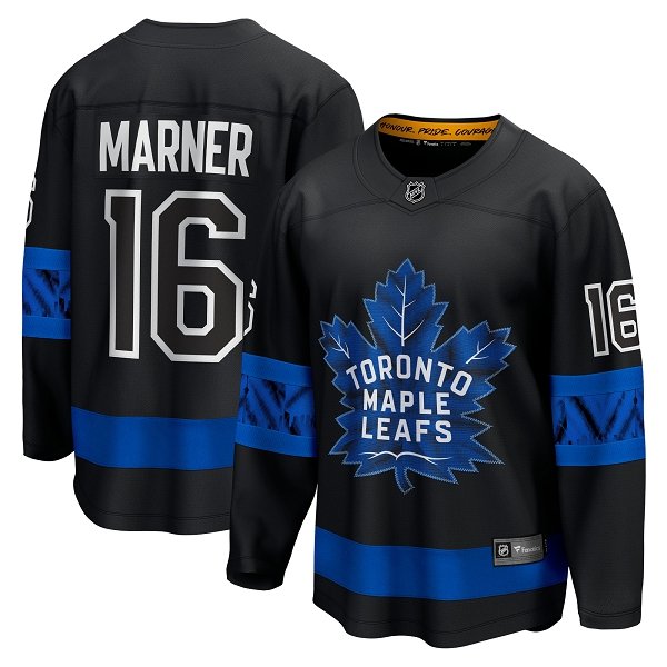 Men's Toronto Maple Leafs #16 Mitchell Marner  Black Alternate Premier Breakaway Reversible Player Jersey