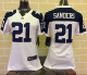 Nike Dallas Cowboys #21 Deion Sanders White Thanksgiving Throwback Women's Stitched NFL Elite Jersey