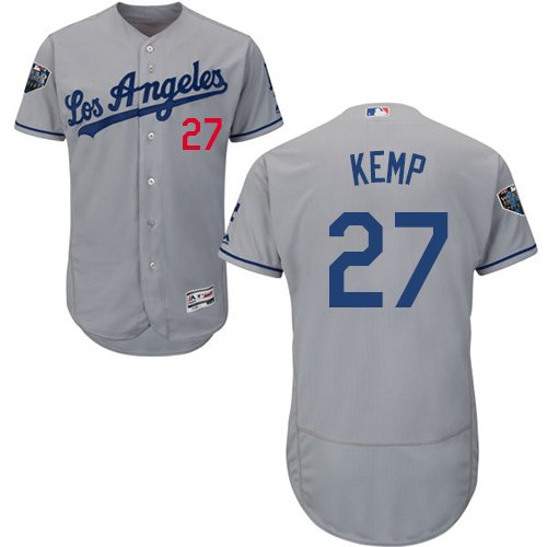 Los Angeles Dodgers #27 Matt Kemp Grey Flexbase Collection 2018 World Series Stitched MLB Jersey