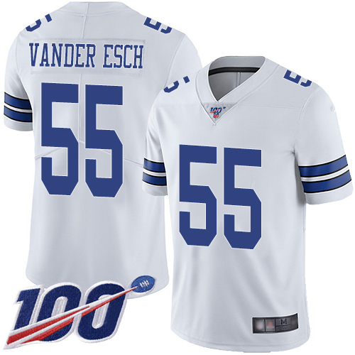 Dallas Cowboys #55 Leighton Vander Esch White Men's Stitched NFL 100th Season Vapor Limited Jersey