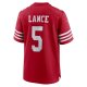 Men's San Francisco 49ers Trey Lance Nike Scarlet Team Game Jersey