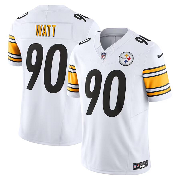 Men's Pittsburgh Steelers #90 T.J. Watt Nike White Vapor F.U.S.E. Limited NFL Jersey