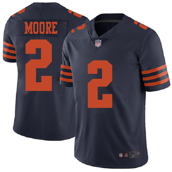 Men's Nike Chicago Bears #2 D.J. MOORE Navy Blue Vapor Limited NFL Jersey