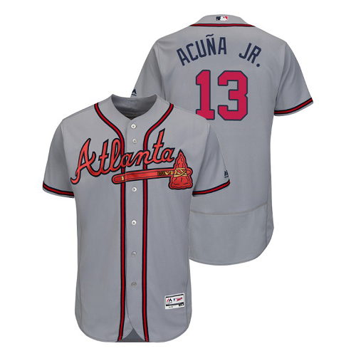 Men's Atlanta Braves Ronald Acuna Jr. Collection Road 2019 Flex Base MLB Jersey