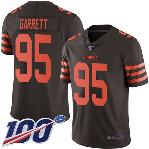 Cleveland Browns #95 Myles Garrett Brown Men's Stitched NFL Limited Rush 100th Season Jersey