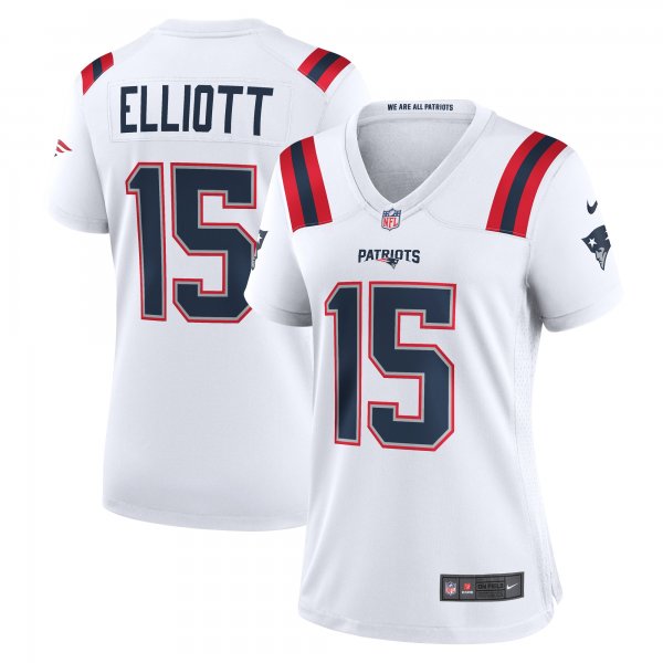 Women's New England Patriots Ezekiel Elliott Nike White Game Player Jersey