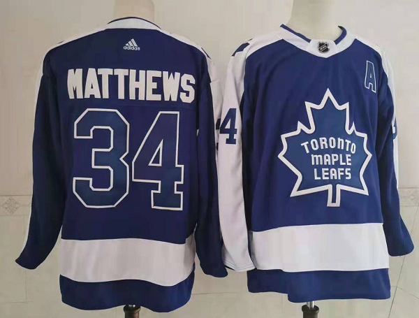 Men's Toronto Maple Leafs #34 Auston Matthews Royal Blue 2021 Retro Stitched NHL Jersey