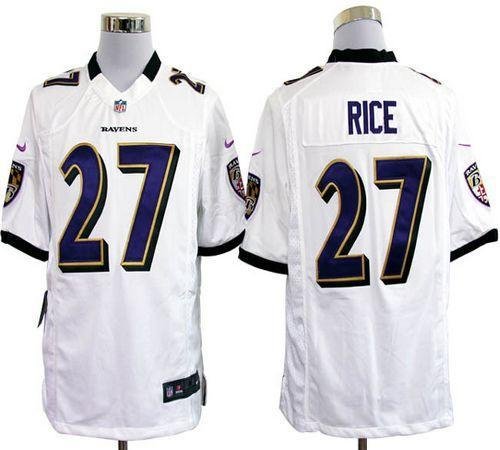 Nike Baltimore Ravens #27 Ray Rice White Men's Stitched NFL Game Jersey