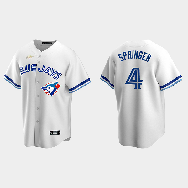 Men's Toronto Blue Jays #4 George Springer White Cooperstown Collection Home MLB Jersey