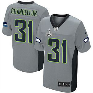 Seattle Seahawks Super Bowl XLVIII #31 Men's Kam Chancellor Limited Grey Shadow Jersey