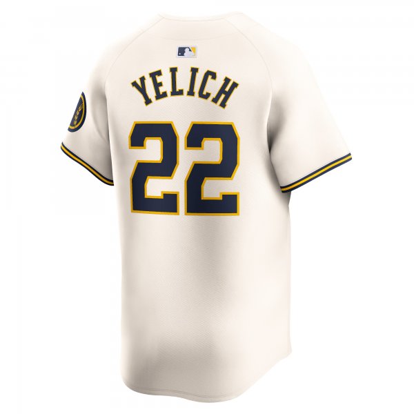 Men's Milwaukee Brewers Christian Yelich Nike Cream Home Limited Player Jersey