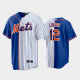 Men's New York Mets Home MLB Jersey #12 Francisco Lindor Royal-White Replica Split