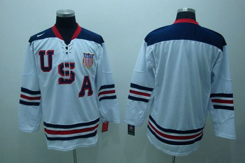 2010 Olympic Team USA Blank Stitched White 1960 Throwback NHL Jersey