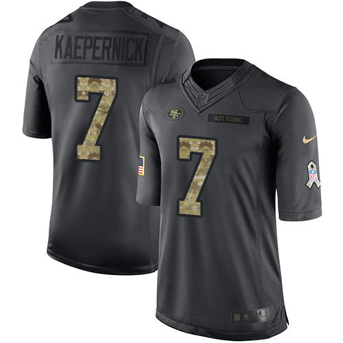 Men's Nike San Francisco 49ers #7 Colin Kaepernick Black Stitched NFL Limited 2016 Salute to Service Jersey