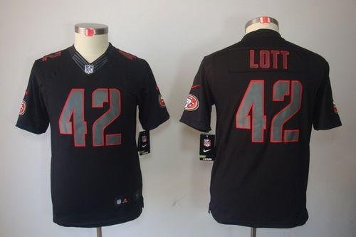 Nike San Francisco 49ers #42 Ronnie Lott Black Impact Youth Stitched NFL Limited Jersey