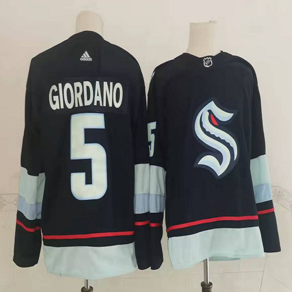 Men's Seattle Kraken #5 Mark Giordano Navy Blue Adidas Stitched NHL Jersey