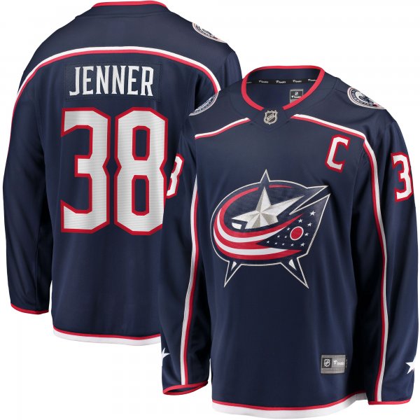 Men's Columbus Blue Jackets Boone Jenner Navy Home Captain Patch Breakaway Player Jersey