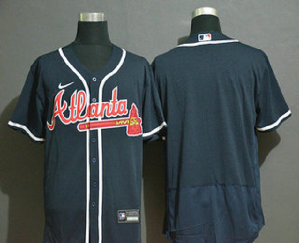 Men's Atlanta Braves Blank Navy Blue Stitched MLB Flex Base Nike Jersey