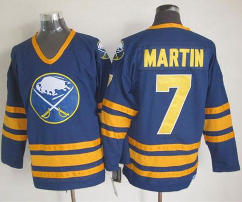 Buffalo Sabres #7 Rick Martin Navy Blue CCM Throwback Stitched NHL Jersey