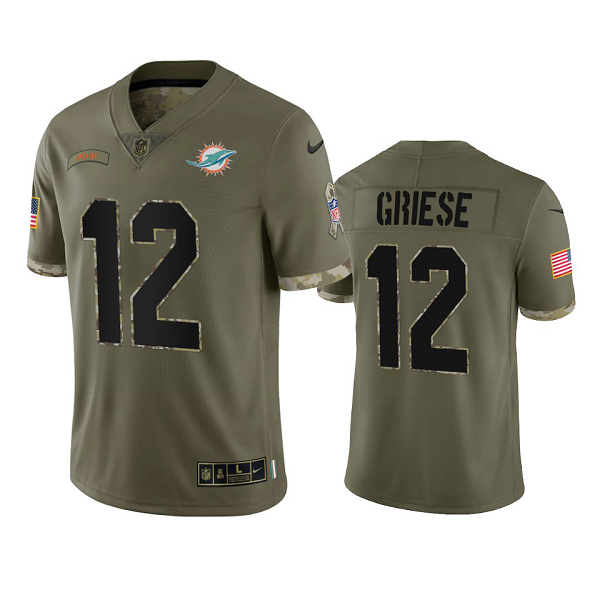 Miami Dolphins Bob Griese #12 Olive 2022 Salute To Service Limited Jersey