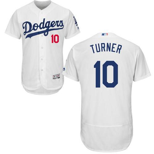 Los Angeles Dodgers #10 Justin Turner White Flexbase Collection Stitched MLB Jersey